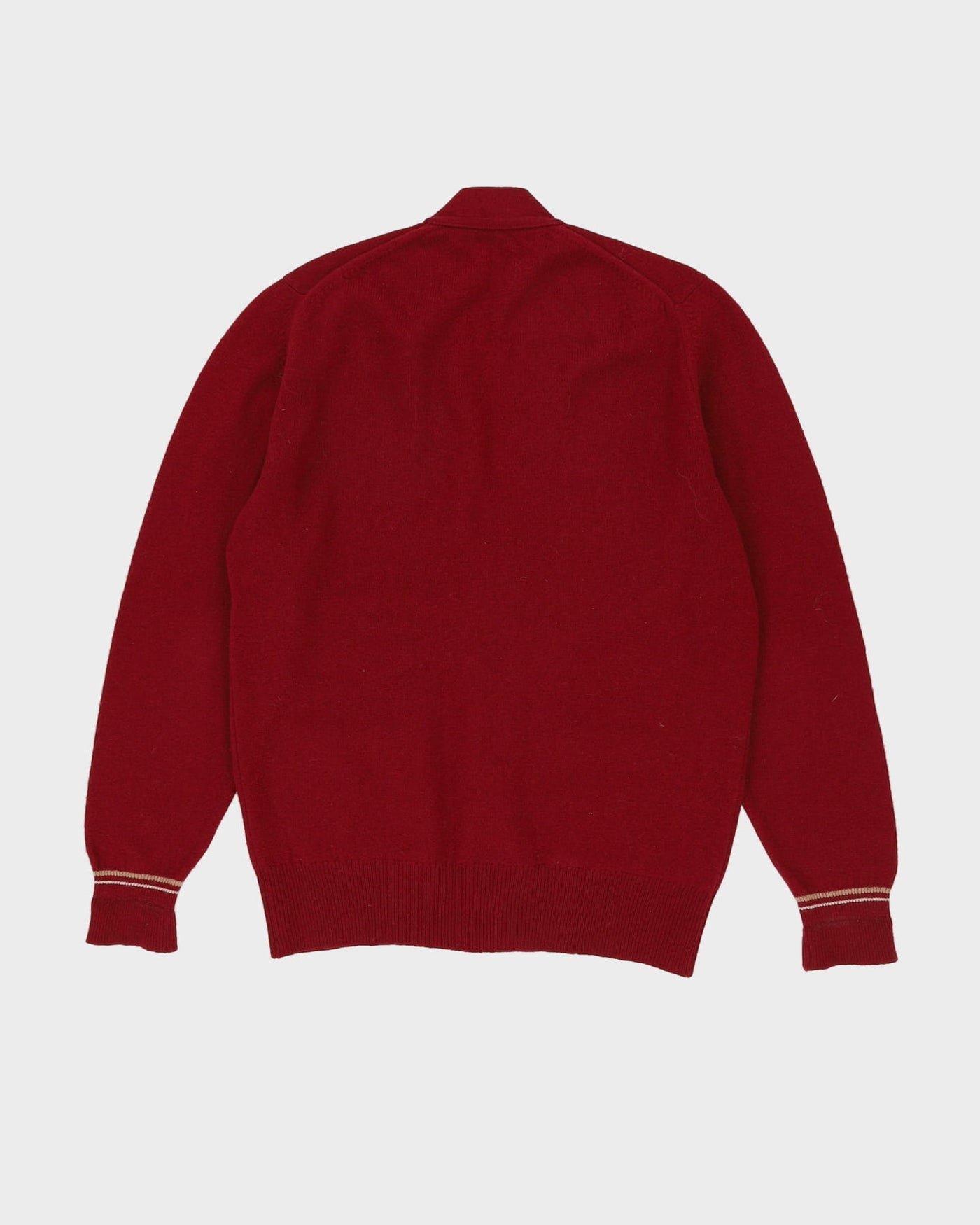 Vintage 80s Jaeger Burgundy V-Neck Cardigan Knit - M