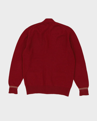 Vintage 80s Jaeger Burgundy V-Neck Cardigan Knit - M