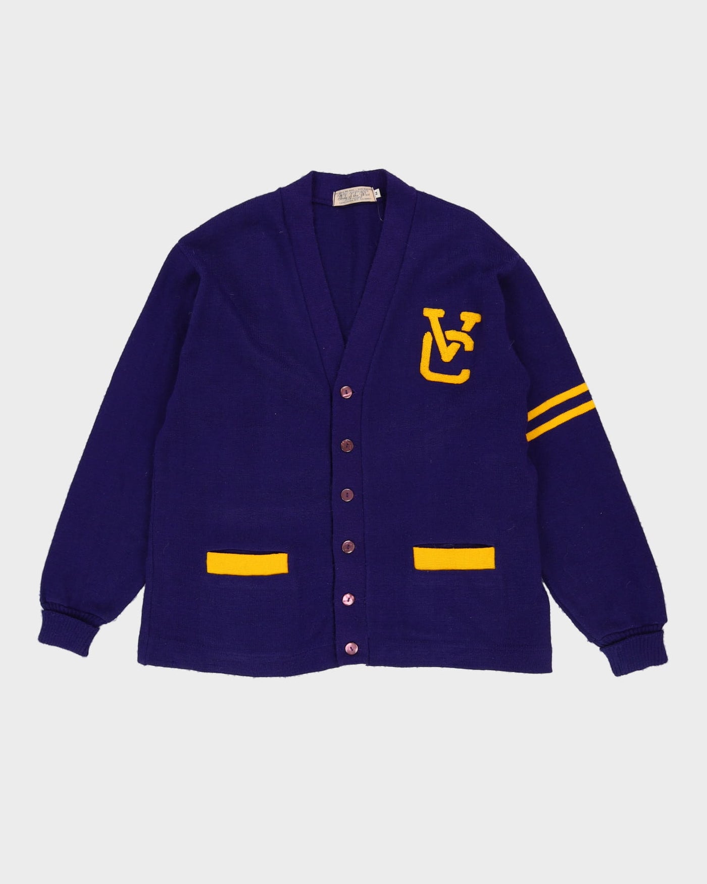 Vintage 1980s Purple College Cardigan - L