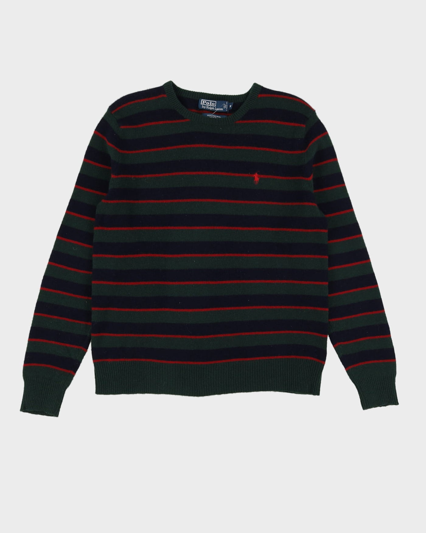 Polo Ralph Lauren Green Striped Knitted Jumper - M