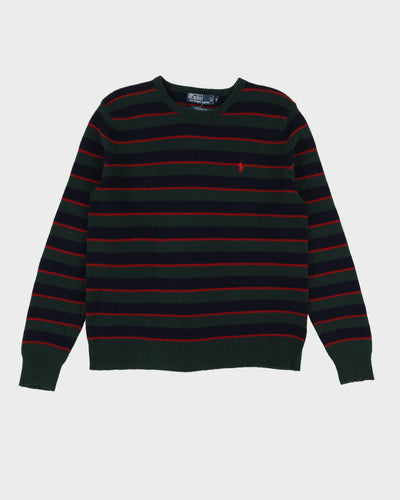 Polo Ralph Lauren Green Striped Knitted Jumper - M