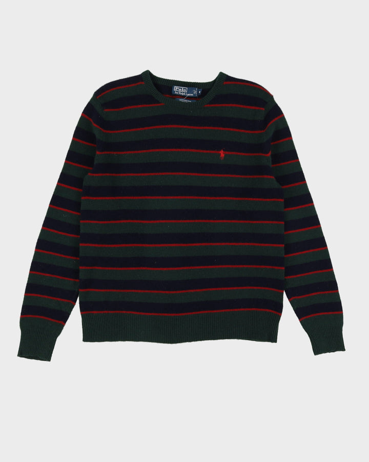 Polo Ralph Lauren Green Striped Knitted Jumper - M