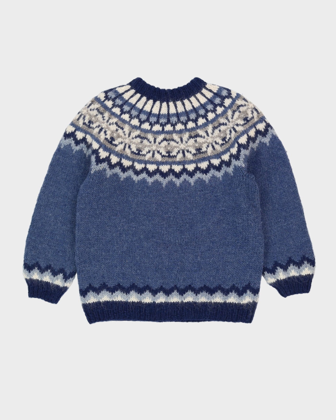 Scandi Style Blue Wool Knitted Jumper - L