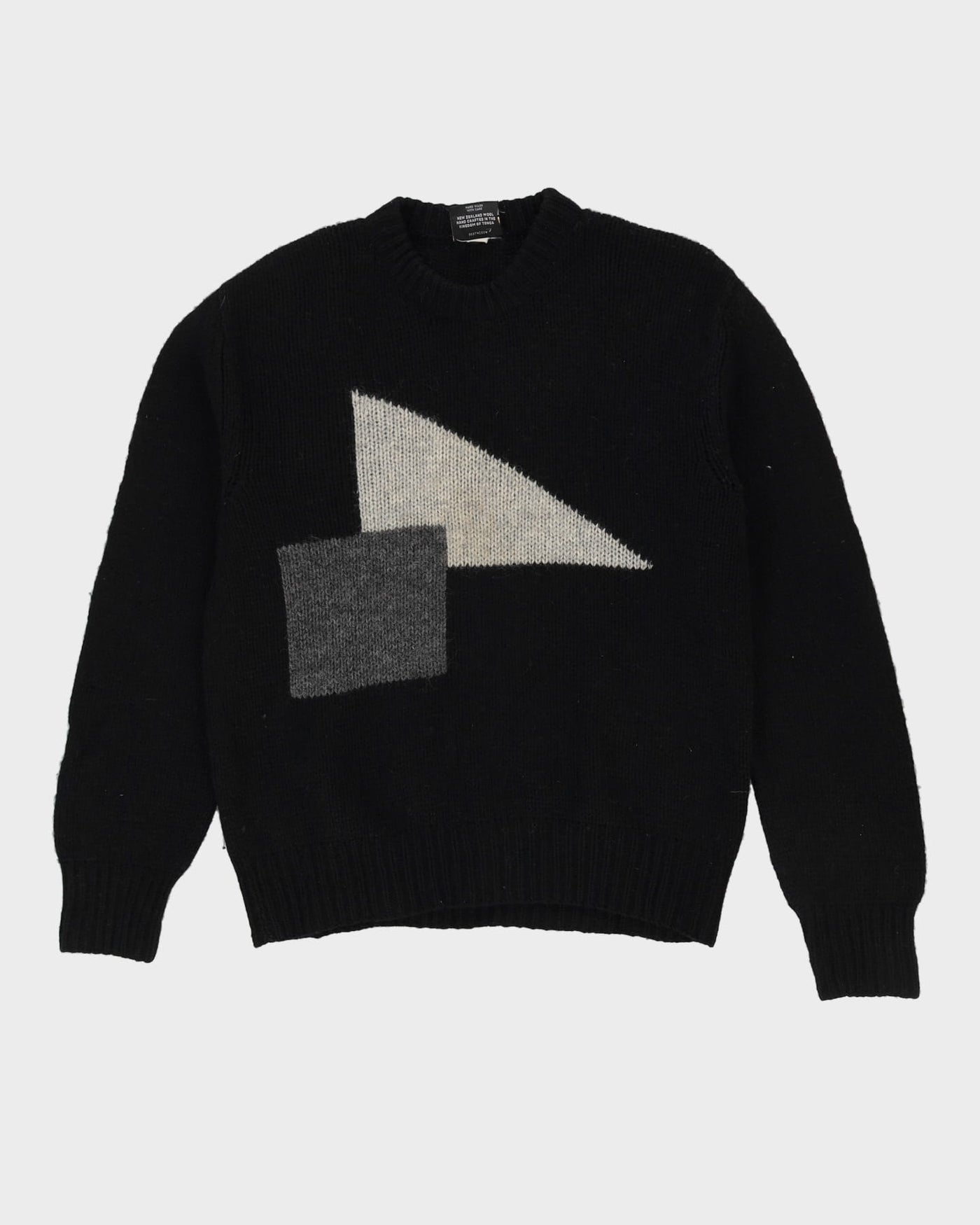 Black With Grey Detail Wool Knitted Jumper - XL