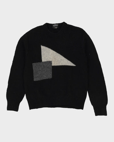 Black With Grey Detail Wool Knitted Jumper - XL