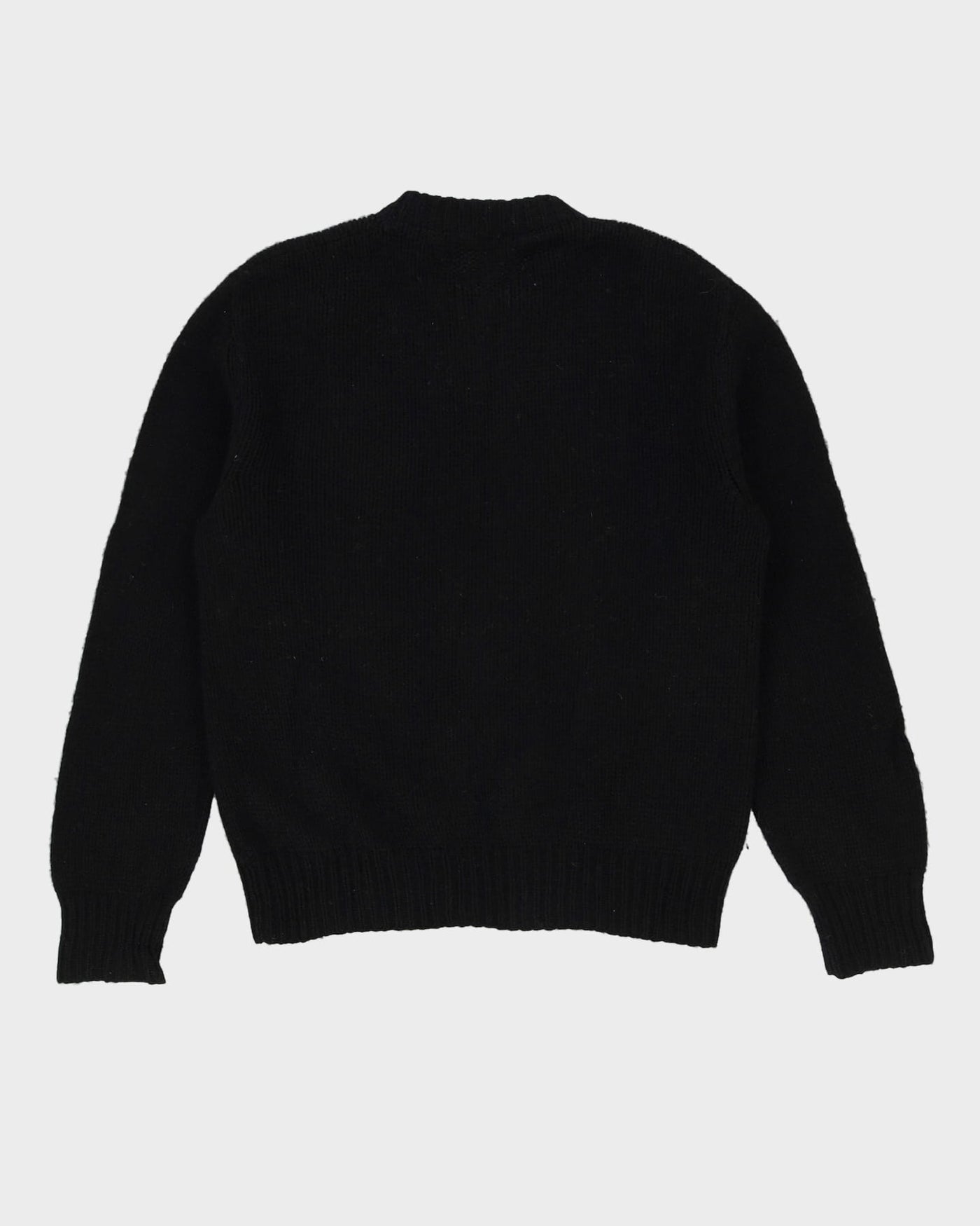Black With Grey Detail Wool Knitted Jumper - XL