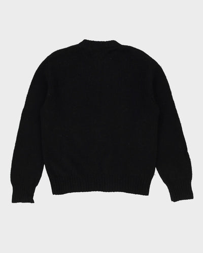 Black With Grey Detail Wool Knitted Jumper - XL