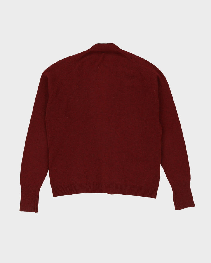 Vintage 1960s Jaeger Burgundy Knitted Cardigan - L