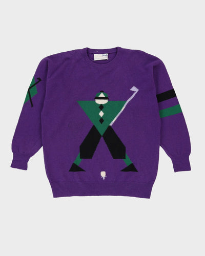 Pringle Nick Faldo Sports Purple Knitted Jumper - L