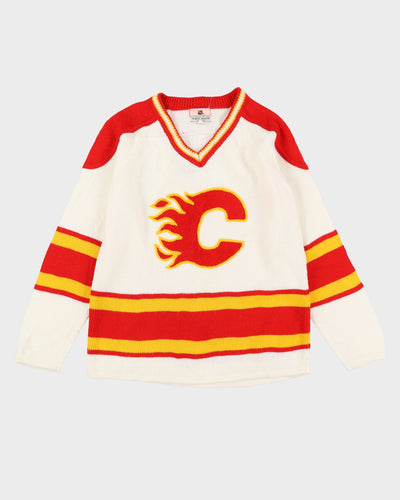 Vintage 90s Calgary Flames NHL White / Red Knit - M