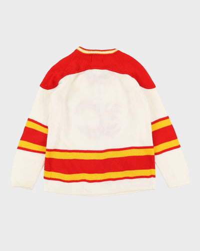Vintage 90s Calgary Flames NHL White / Red Knit - M