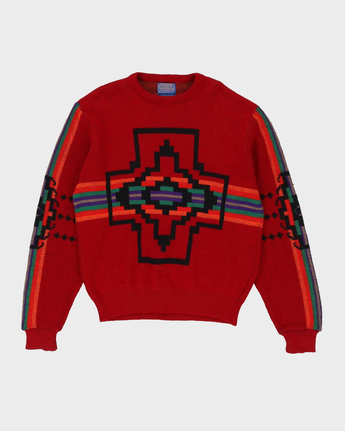 Vintage 70s Pendleton High Grade Western Wear Patterned Red Knit - L