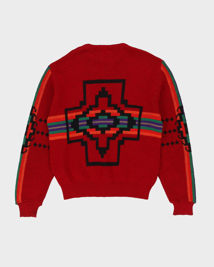 Vintage 70s Pendleton High Grade Western Wear Patterned Red Knit - L