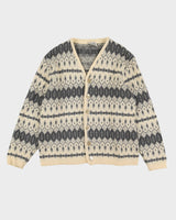 Vintage 80s White Ram Patterned Wool Cardigan - L