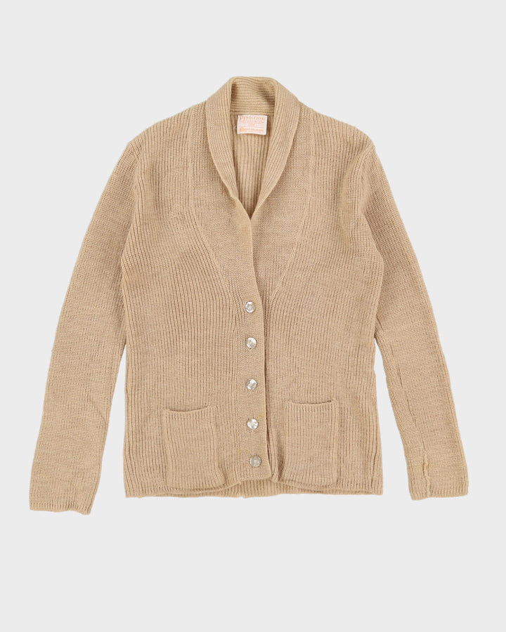 Vintage 60s Beige Pendleton Wool Cardigan - M