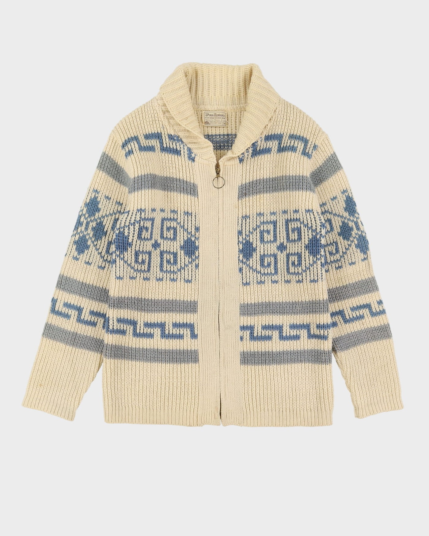 Vintage 70s  Pendleton Beige Cowichan Cardigan - M