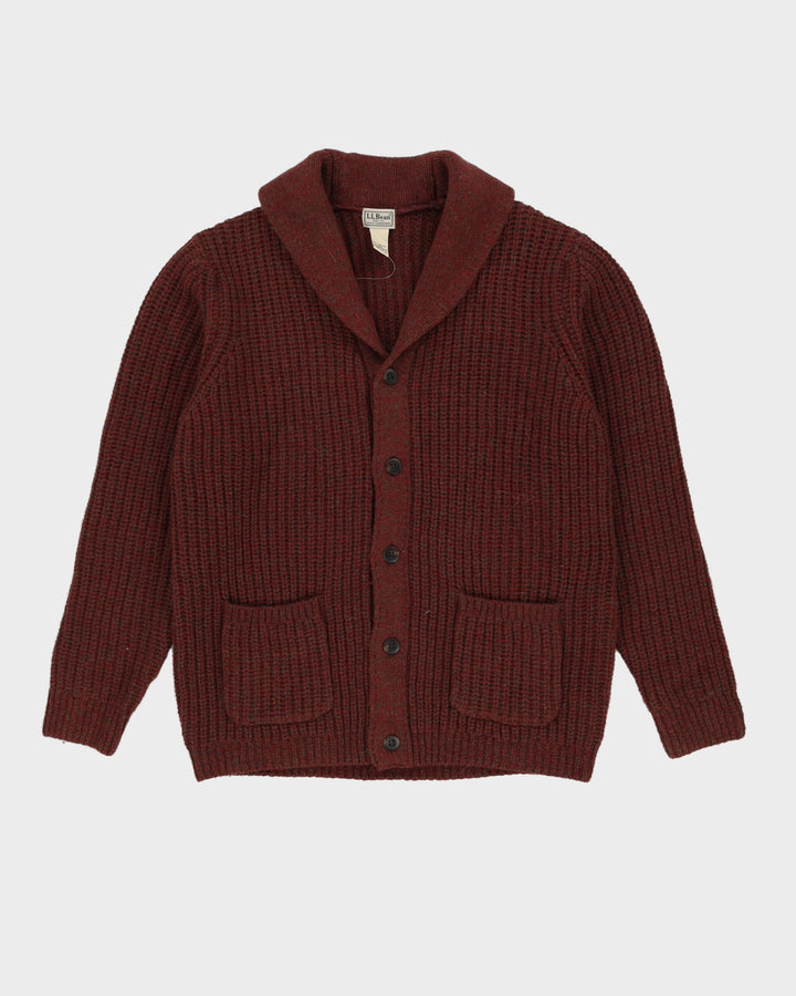 L.L. Bean Burgundy Knitted Wool Cardigan - M