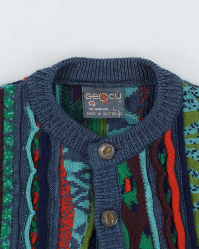 Geccu Australia 3D Green Patterned Knitted Cardigan - L