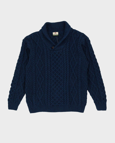 Irish Blue Knitted Wool Jumper - M