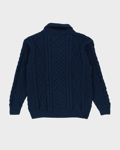 Irish Blue Knitted Wool Jumper - M