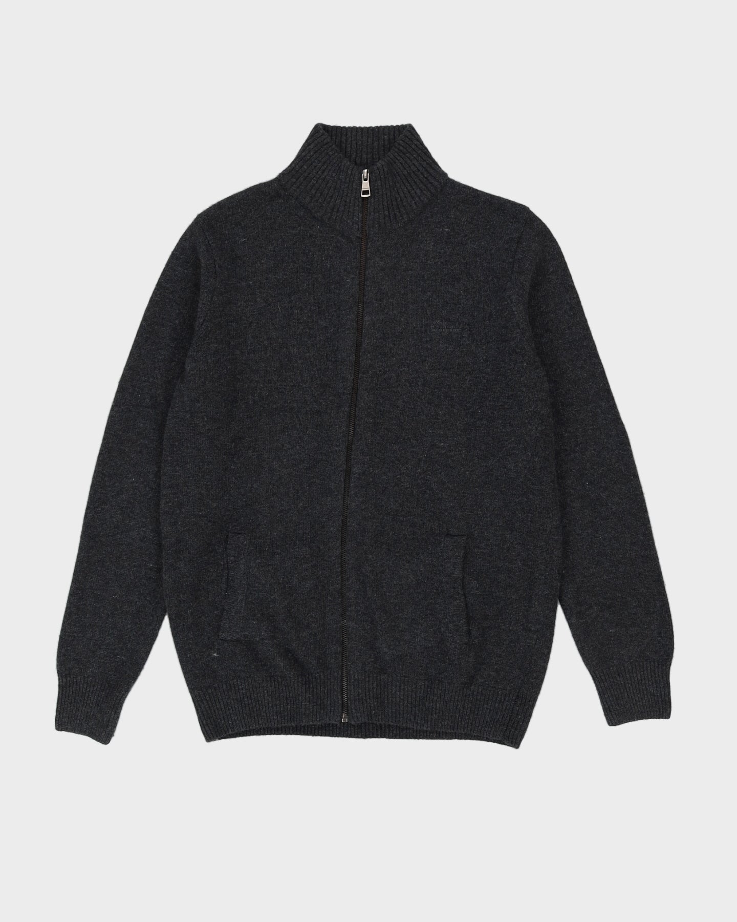 Burberry Brit Grey Knitted Wool Cardigan - L
