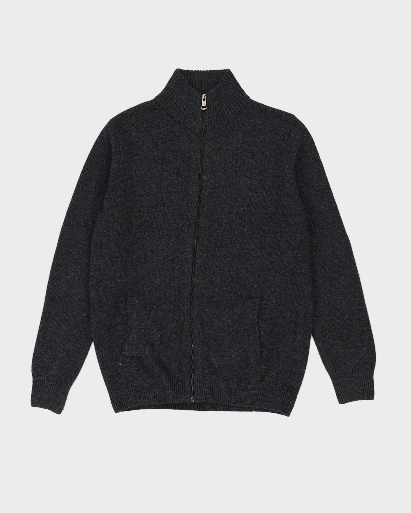 Burberry Brit Grey Knitted Wool Cardigan - L