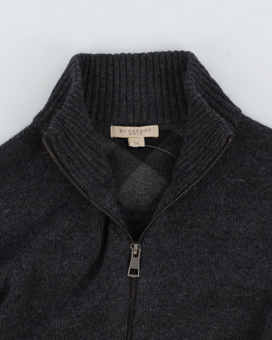 Burberry Brit Grey Knitted Wool Cardigan - L