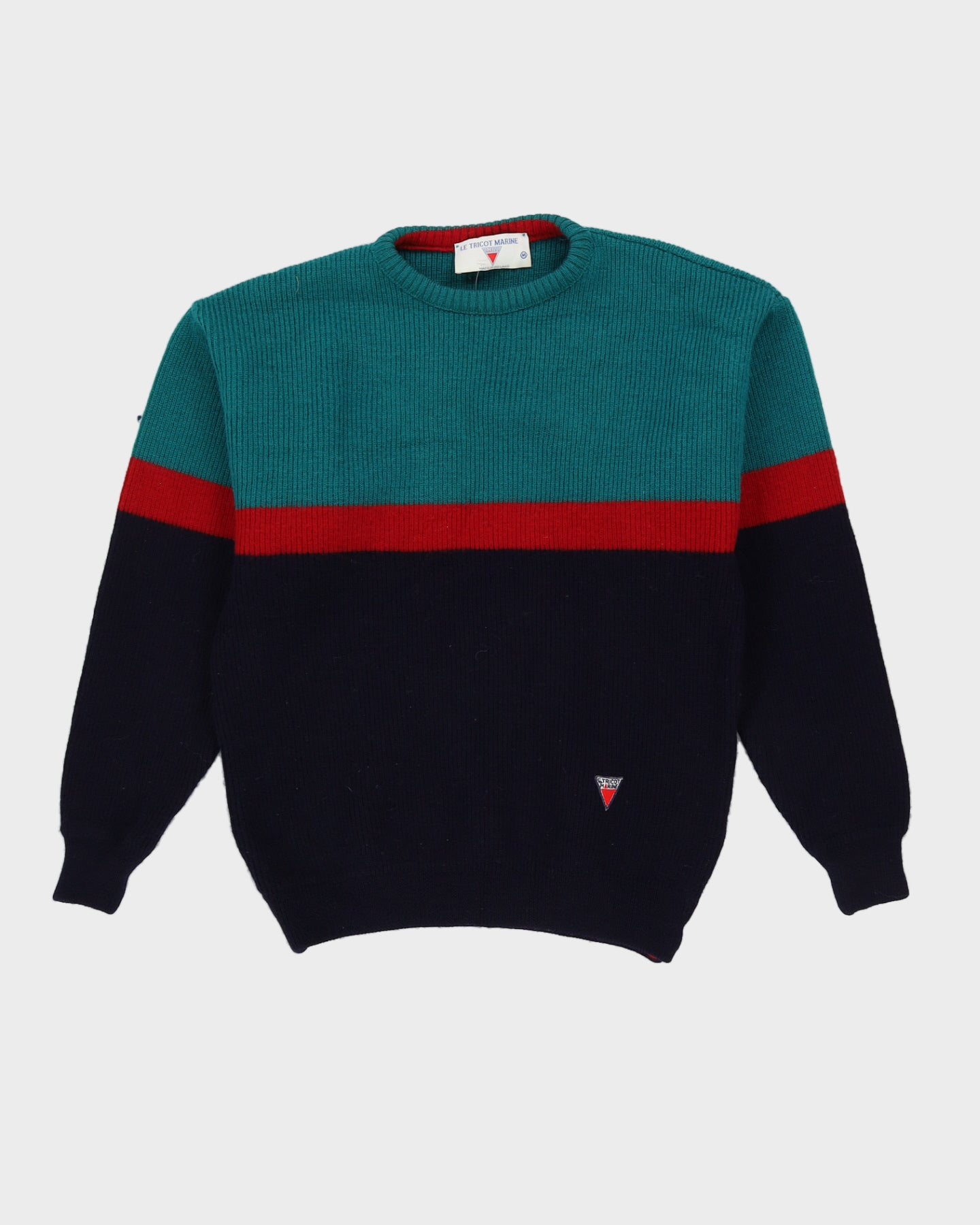 00s Green And Navy Knitted Jumper - S
