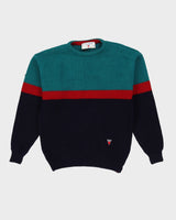 00s Green And Navy Knitted Jumper - S