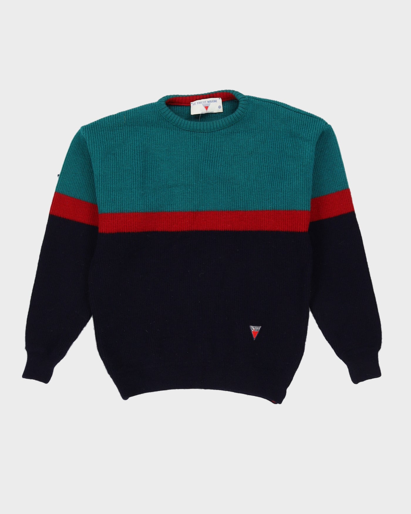 00s Green And Navy Knitted Jumper - S
