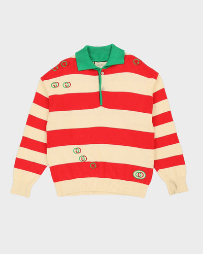 Gucci GG Striped Cotton Polo Jumper - M