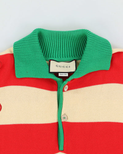 Gucci GG Striped Cotton Polo Jumper - M