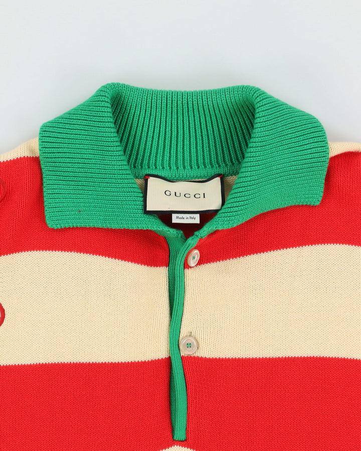 Gucci GG Striped Cotton Polo Jumper - M