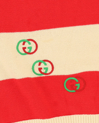 Gucci GG Striped Cotton Polo Jumper - M