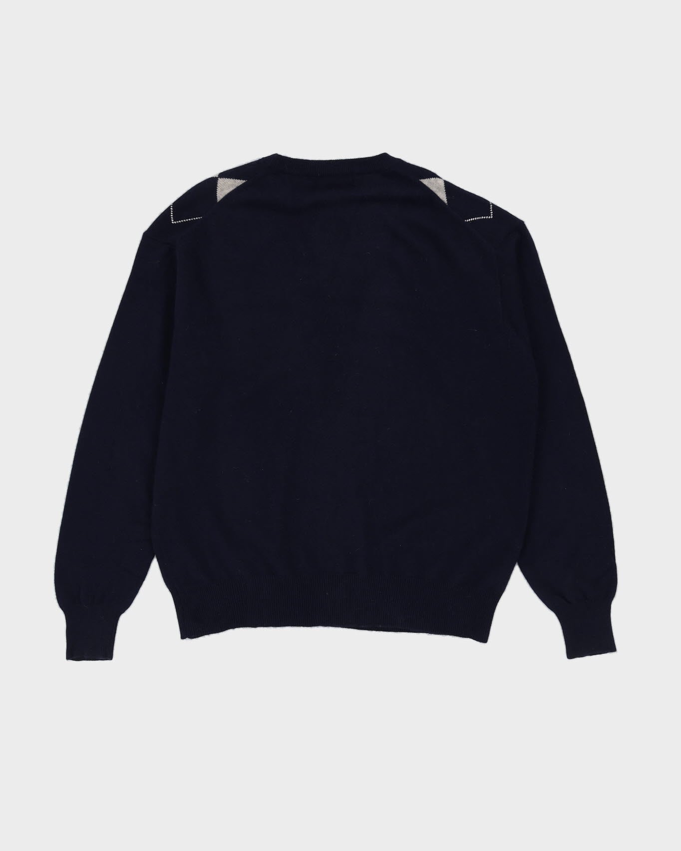 Blue Patterned Cashmere Knitted Jumper - XXL
