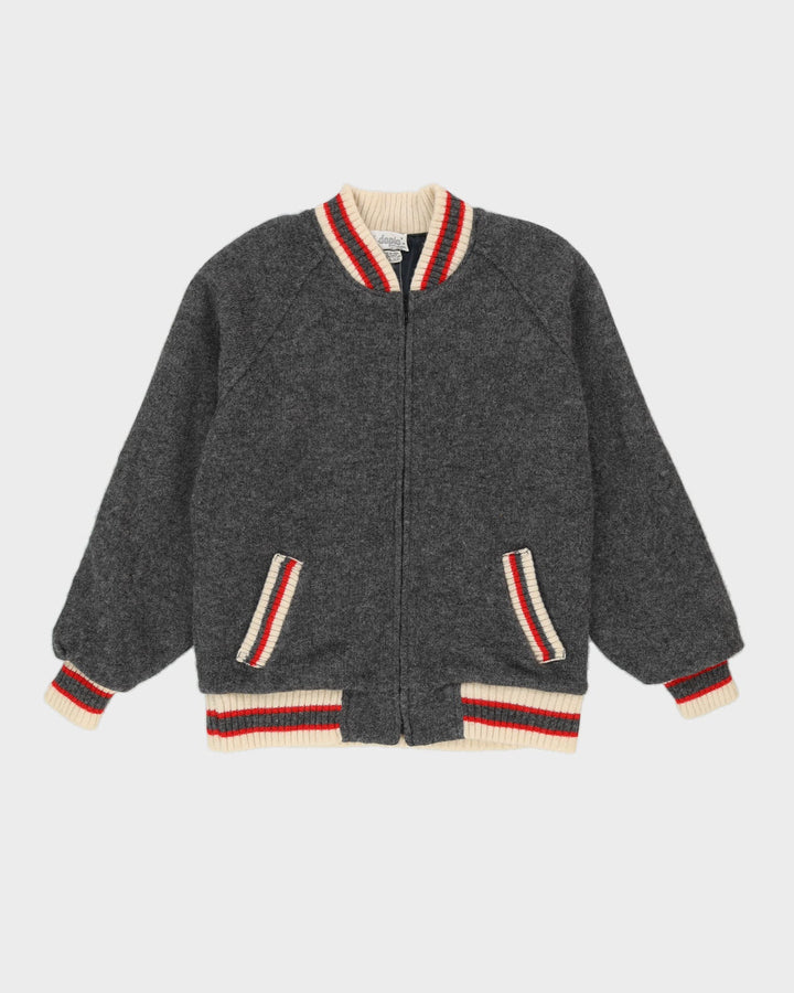 Grey Zip Front Cardigan - L