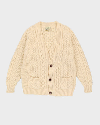 1980s Aran Wool Knitted Cardigan - L