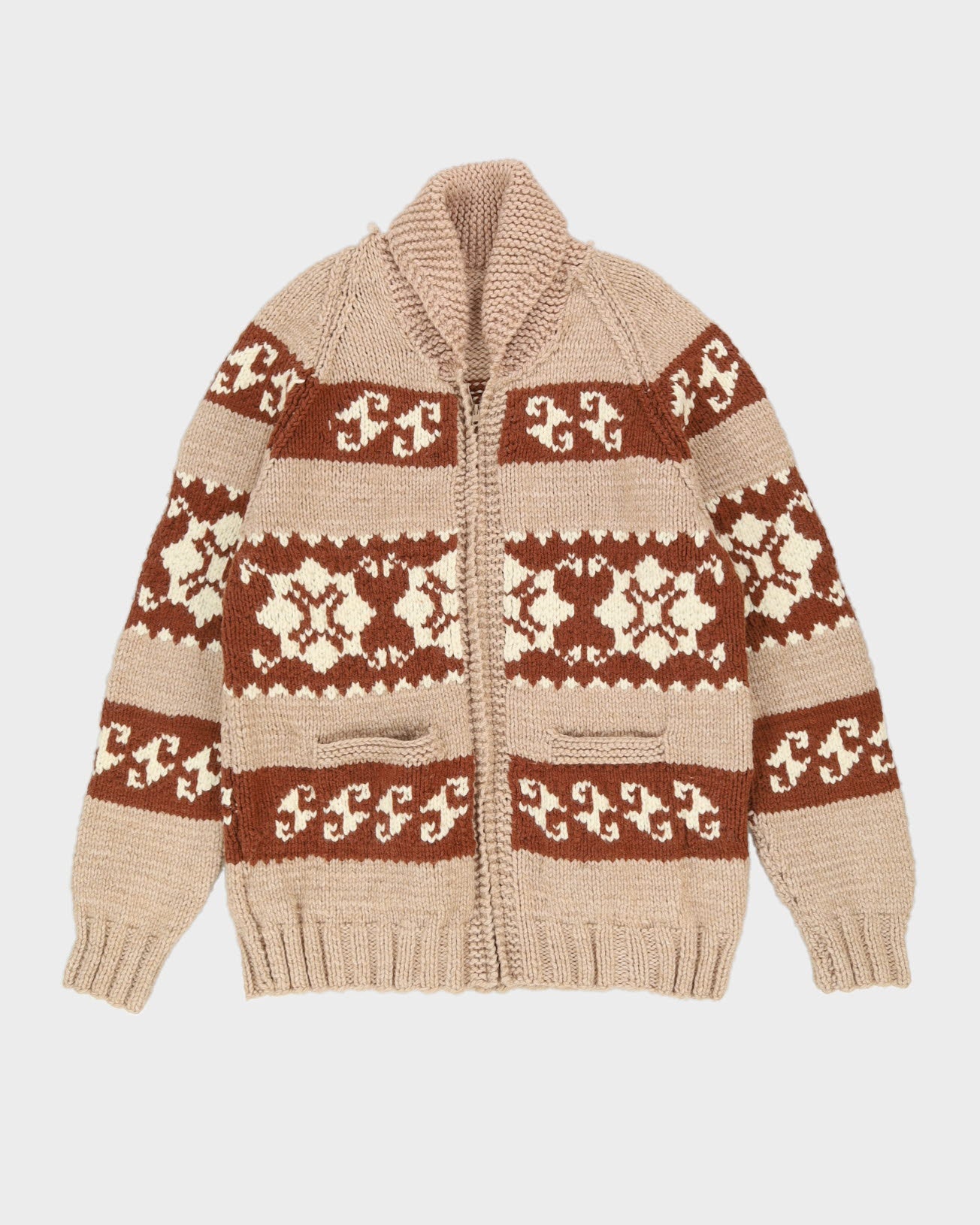 Vintage 1970s Chunky Knitted Cardigan - L