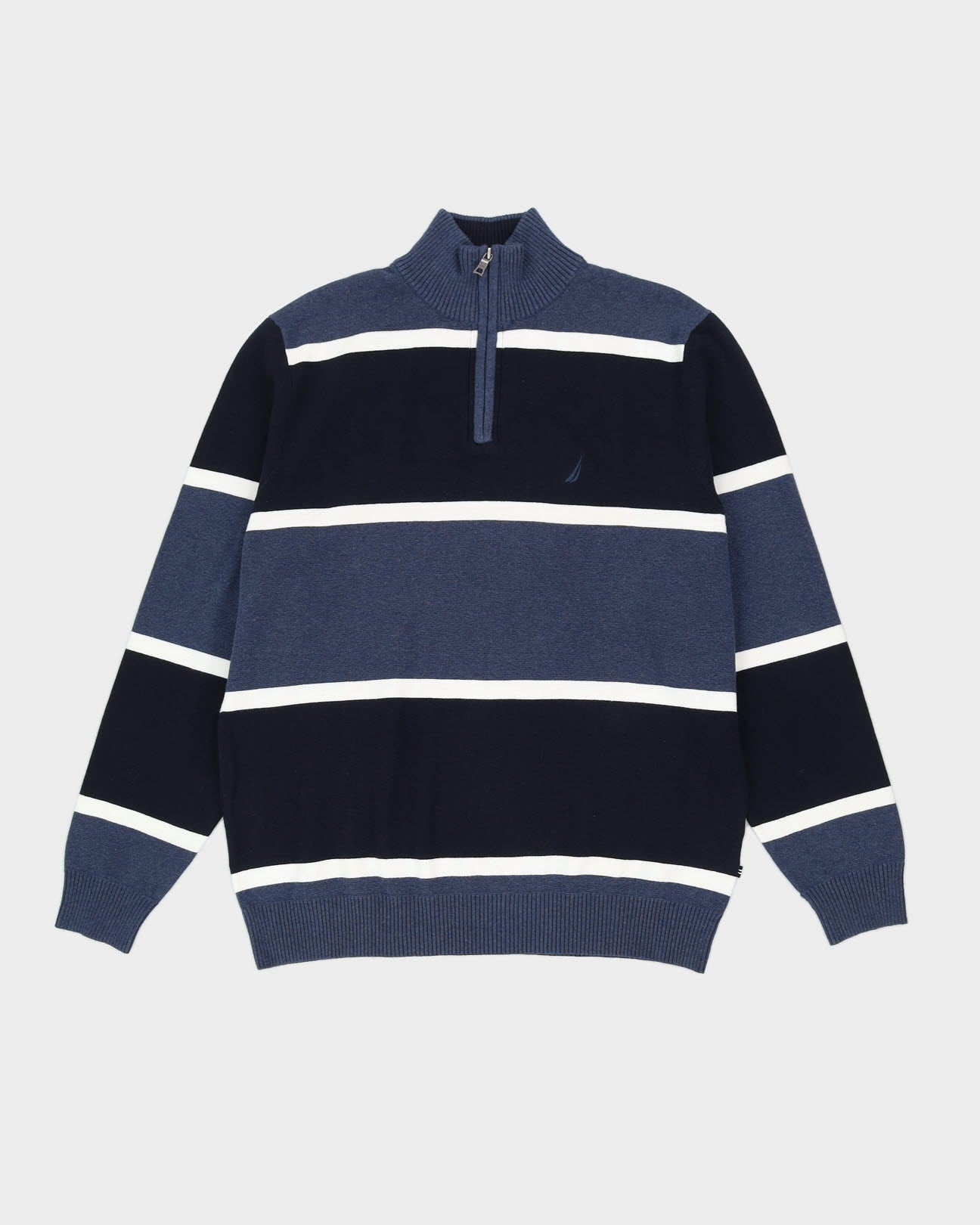 Nautica Blue Striped Knitted Jumper - L