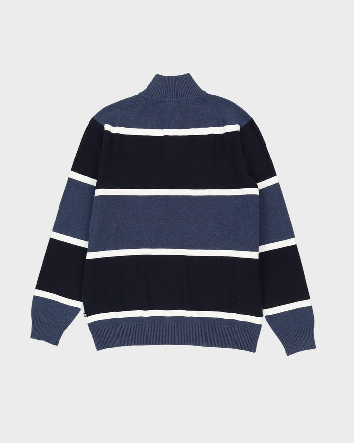 Nautica Blue Striped Knitted Jumper - L