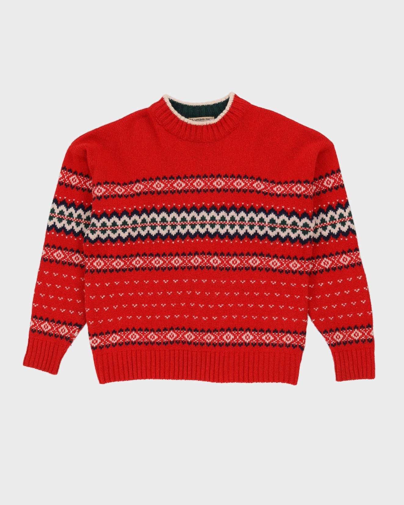 London Fog Red Patterned Knitted Jumper - XL