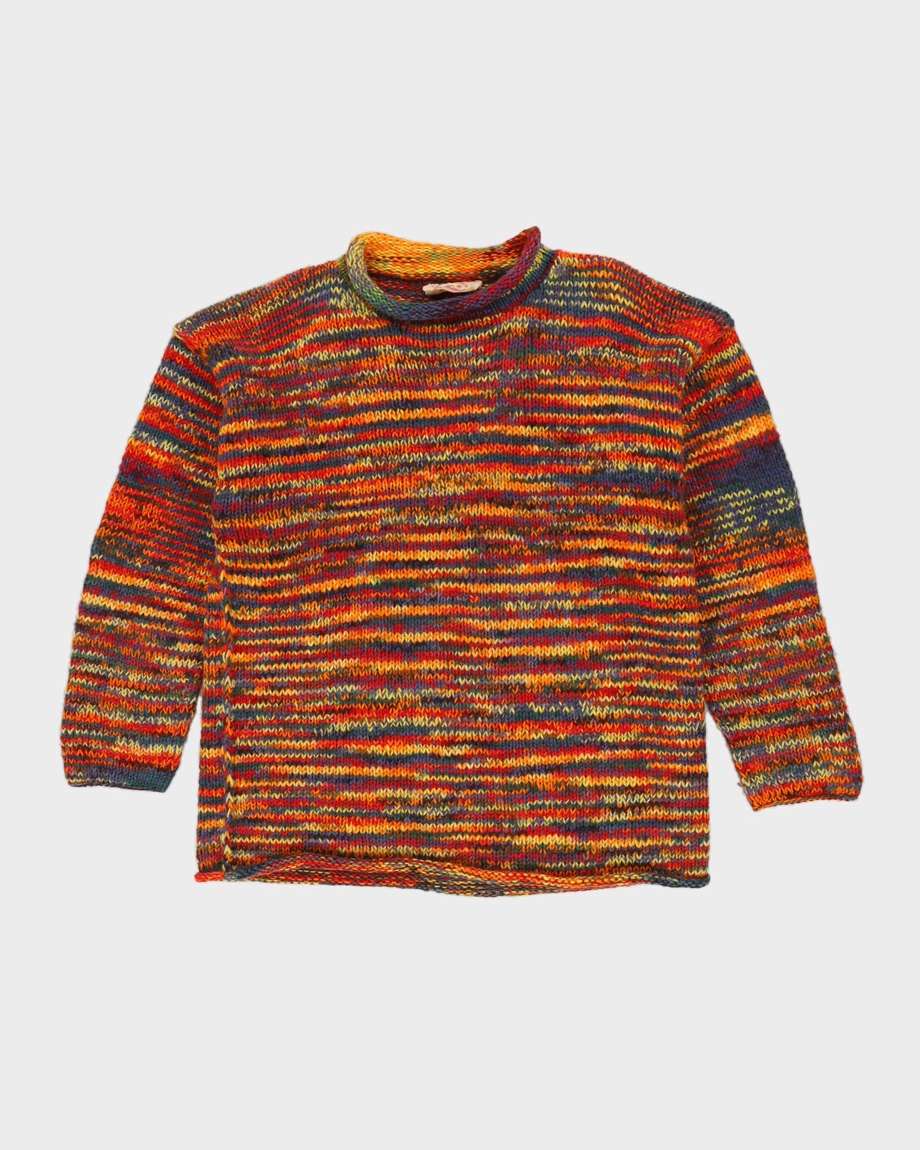 Rainbow Striped Knitted Jumper - L