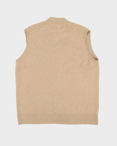 Jaeger Beige Cashmere Knitted Sleeveless Cardigan - XL