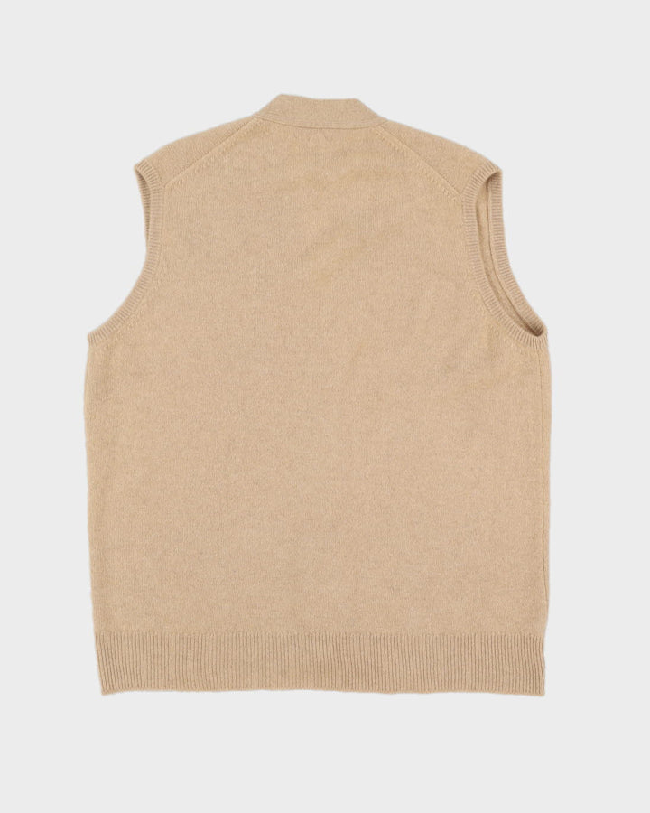 Jaeger Beige Cashmere Knitted Sleeveless Cardigan - XL