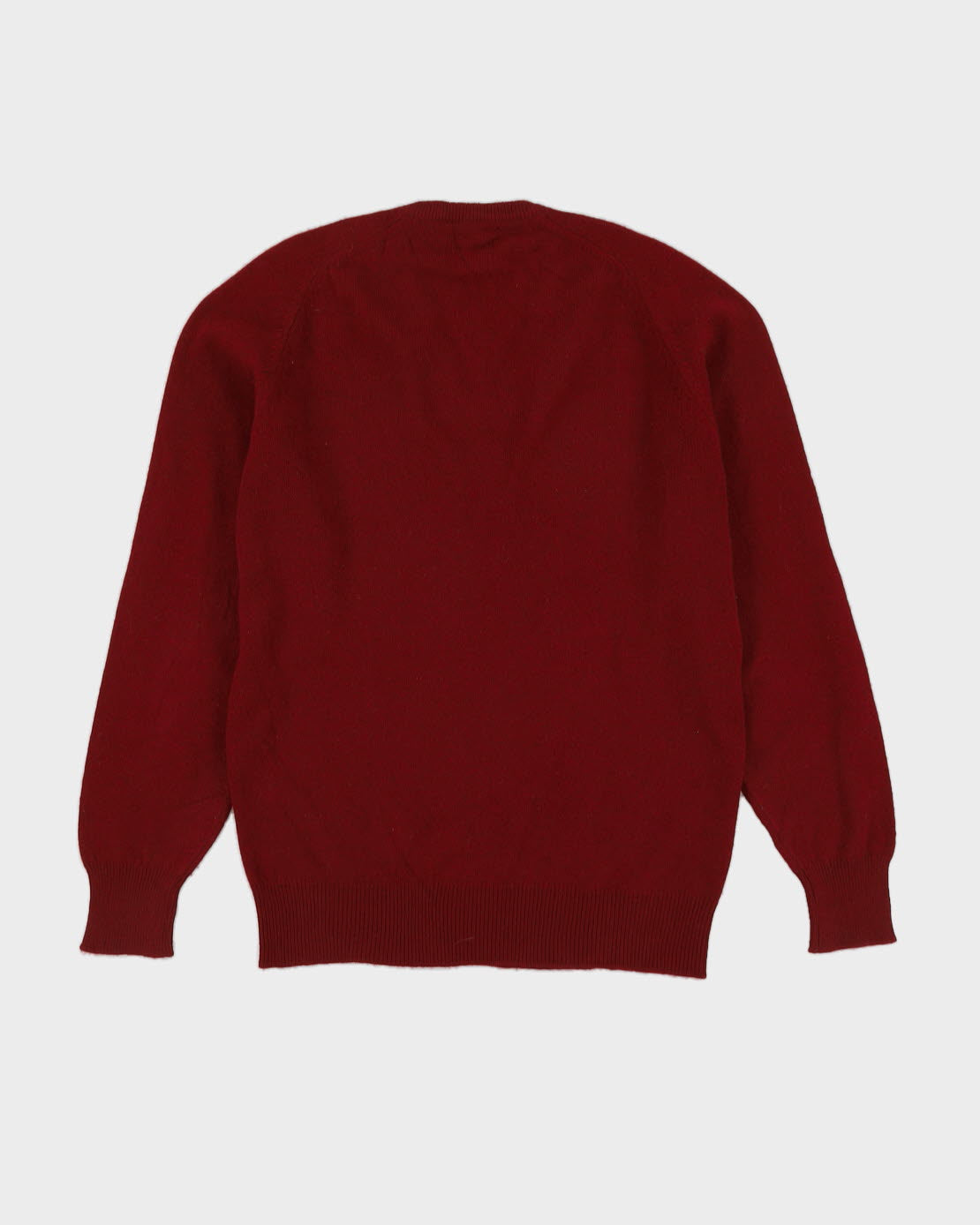 Vintage 1960s Burgundy Cashmere Knitted Jumper - S