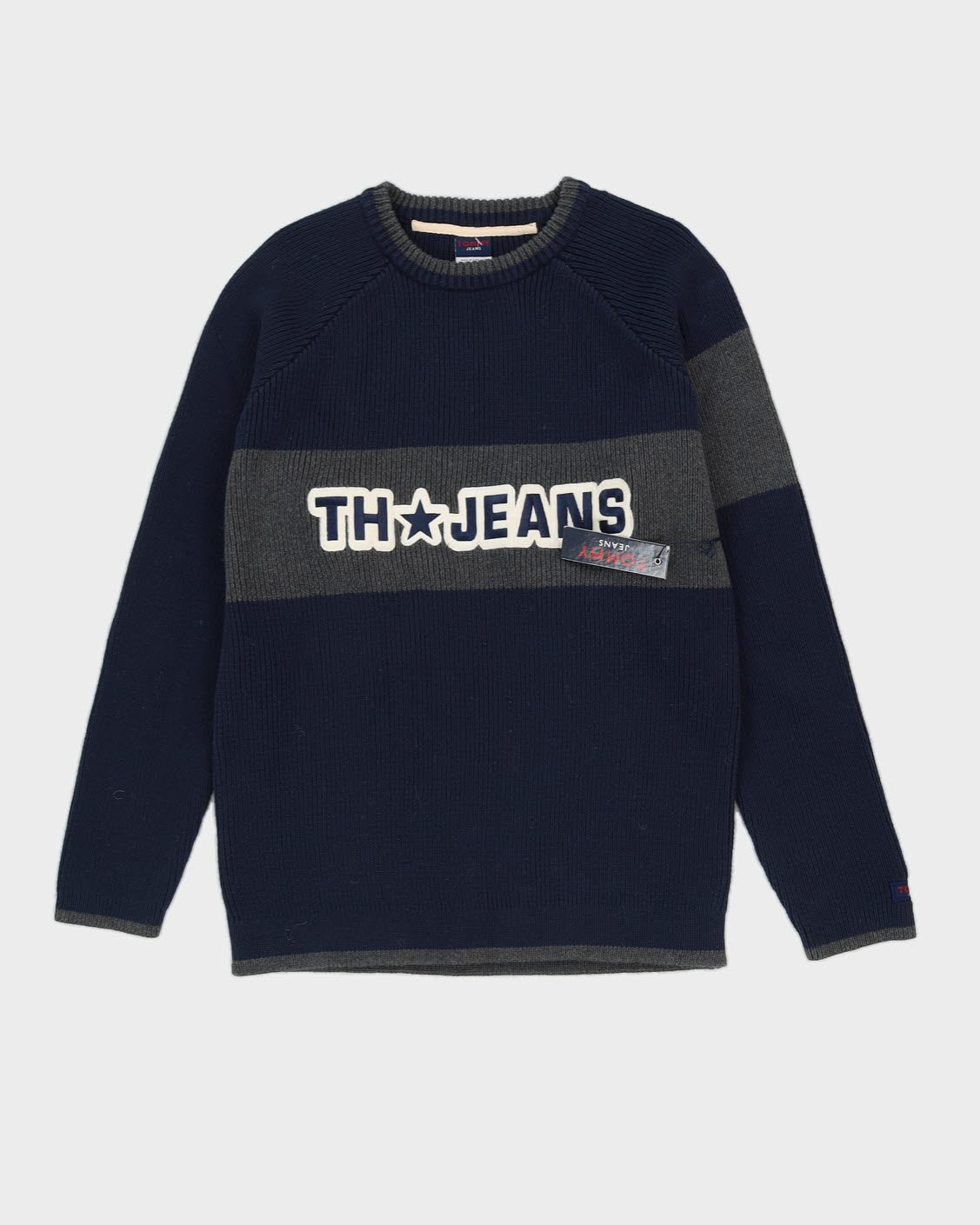 00s Tommy Jeans Blue Lambswool Jumper - M