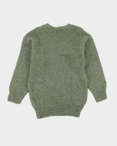 Green Knitted Wool Jumper - XS