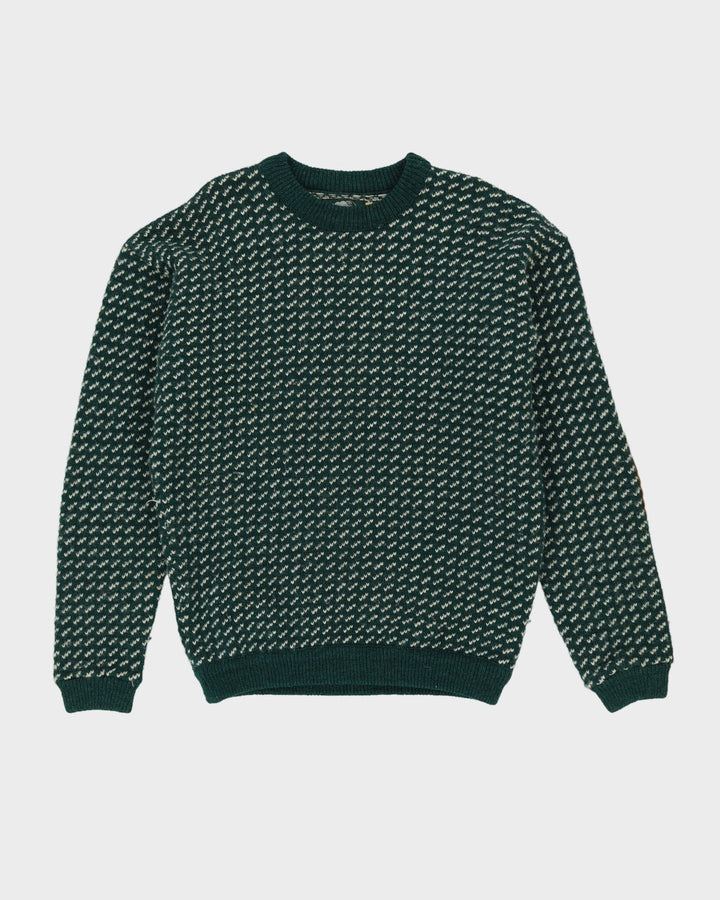 Roots Green Patterned Knitted Jumper - L
