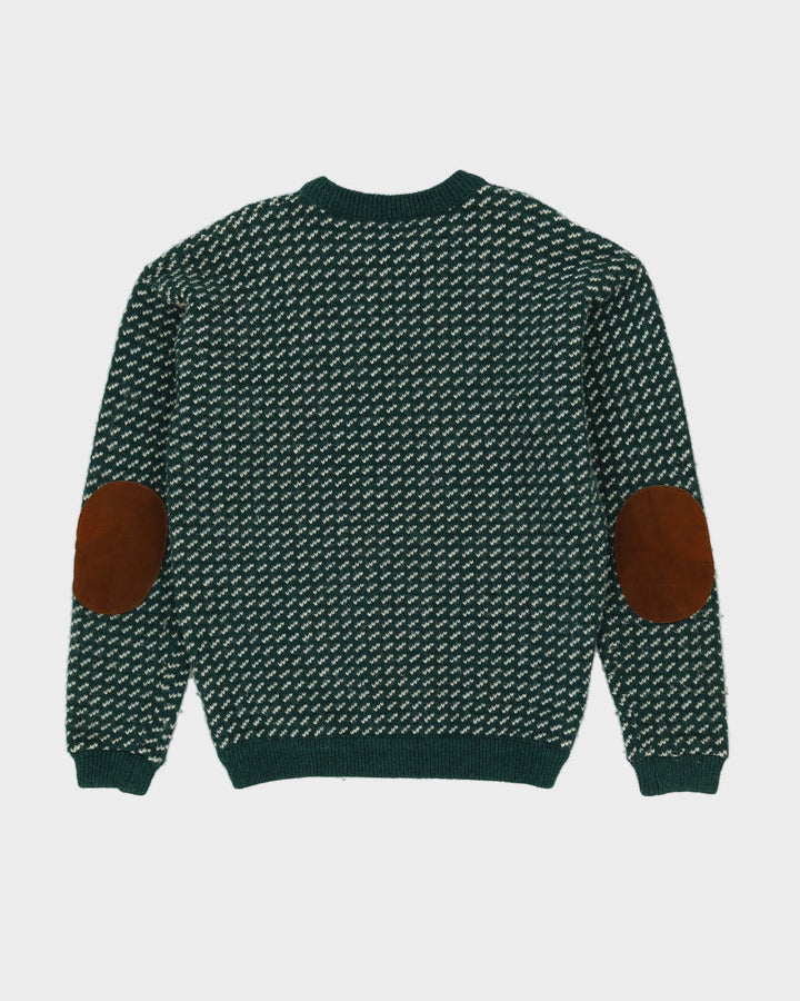 Roots Green Patterned Knitted Jumper - L