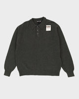 Khaki Green Collared Cashmere Jumper - XXL